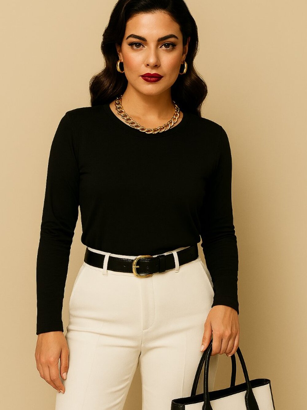 GNW Plus Size 3X Black Knit Long Sleeve Top Stretch Tunic Basic